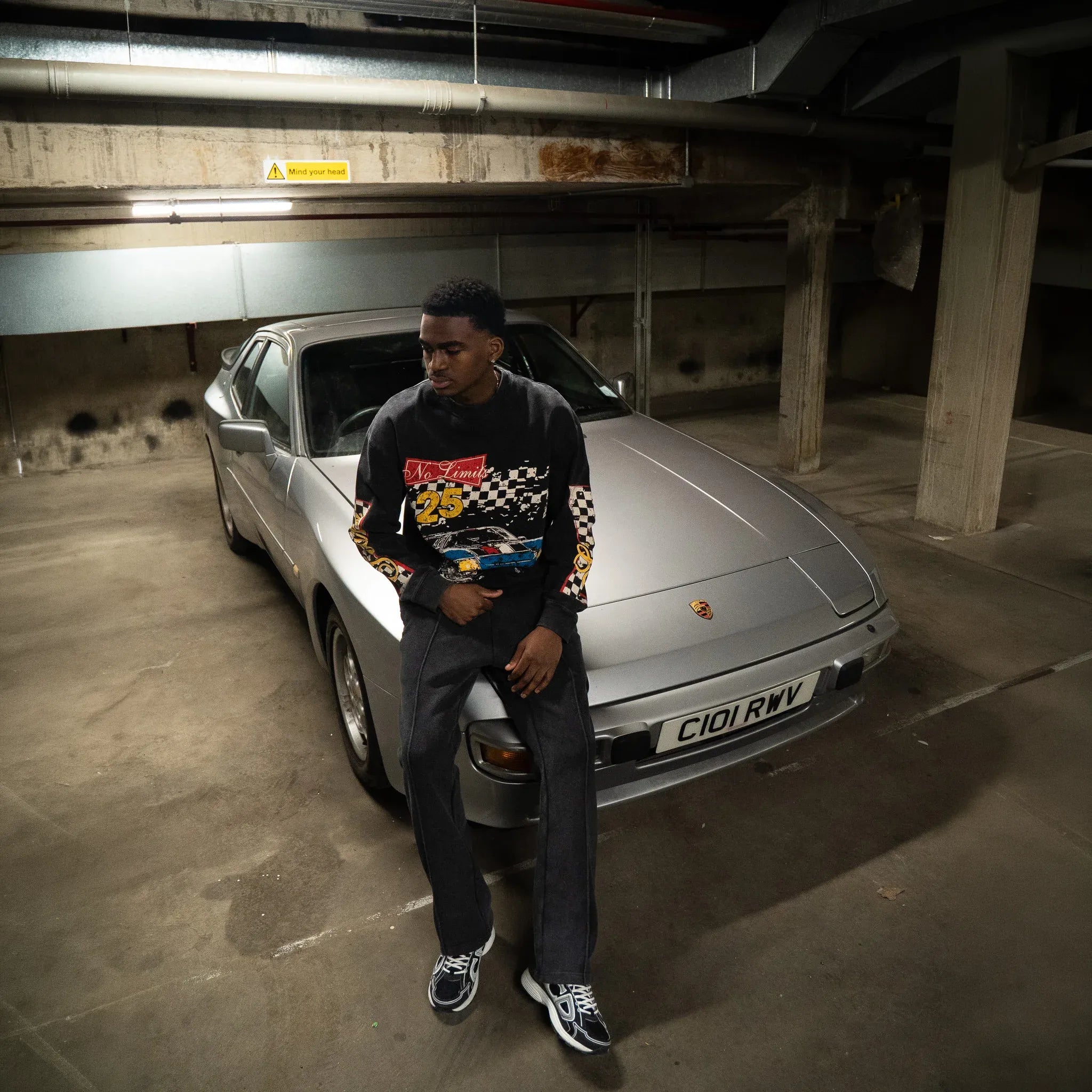 Front View of SIARR No Limits L/S Washed Black T-Shirt